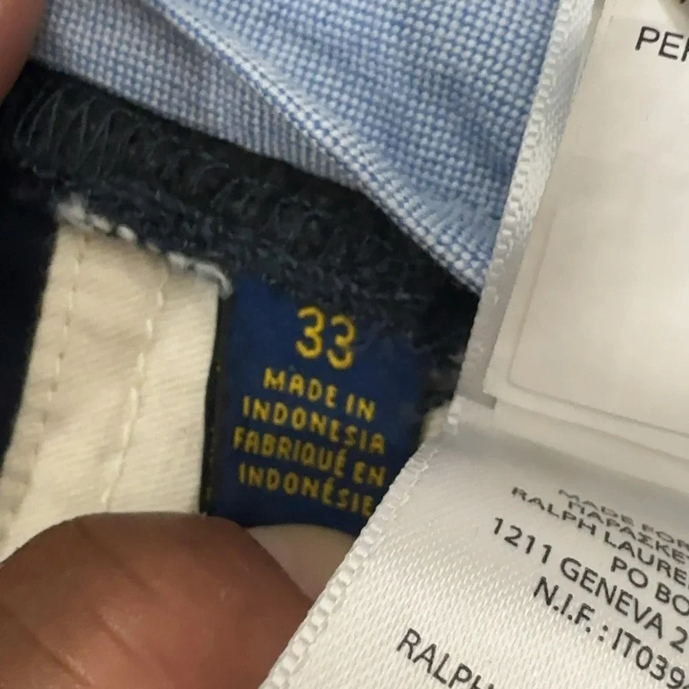 Polo Ralph Lauren Stretch Classic Fit Shorts Mens 33 Navy Blue‎ Chino Cotton